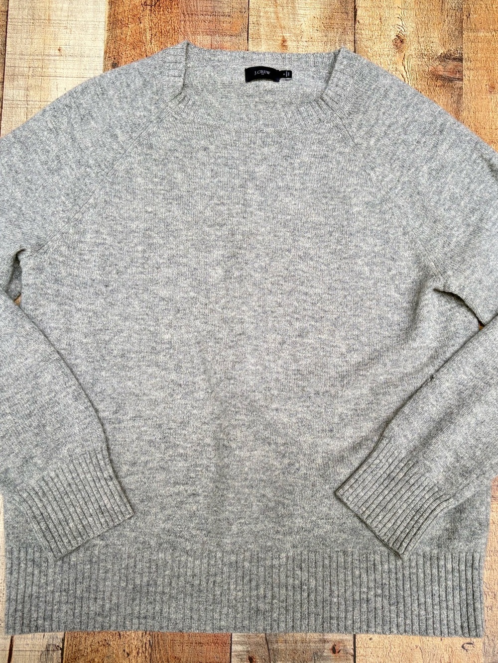J. Crew 100% Lambs wool Light Heather Gray Crewneck Sweater